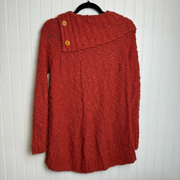 Anthropologie Moth orange/red cowl neck sweater button detail oversize XS M5 - Picture 3 of 9